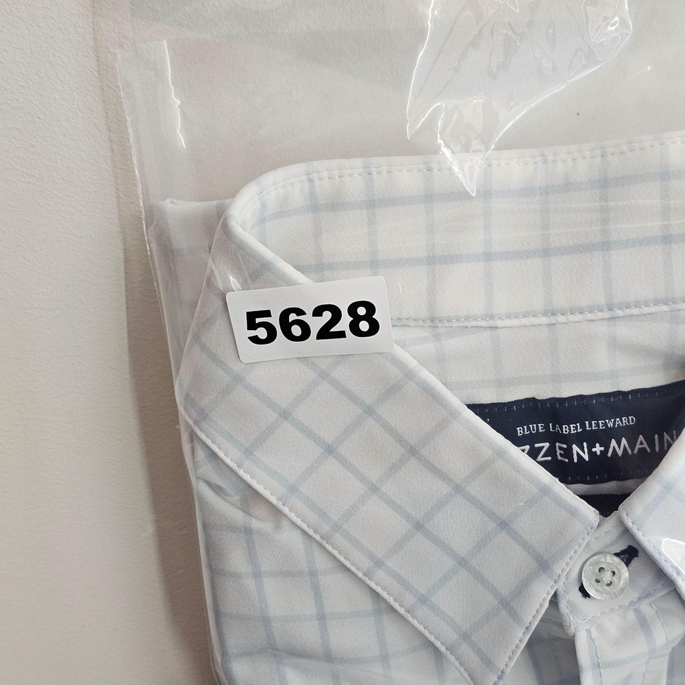 Mizzen+Main Leeward Dress Shirt Mens XL White Check Trim Fit Non Iron Stretch - Picture 9 of 9